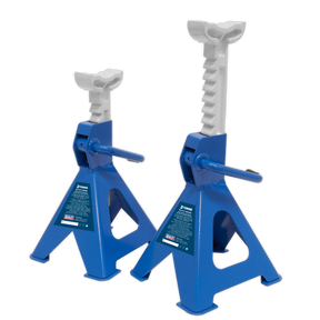 Axle Stands (Pair) 2 Tonne Capacity per Stand Ratchet Type - Blue - VS2002BL - Farming Parts