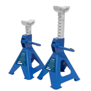 Axle Stands (Pair) 2 Tonne Capacity per Stand Ratchet Type - Blue - VS2002BL - Farming Parts