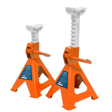 Axle Stands (Pair) 2 Tonne Capacity per Stand Ratchet Type - Orange - VS2002OR - Farming Parts