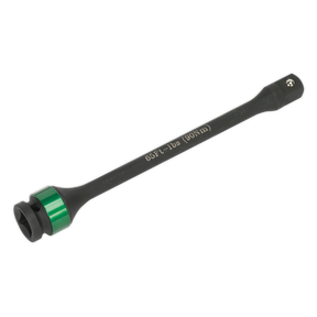 Sealey Torque Stick 1/2"Sq Drive 90Nm (VS2243) with a black and green finish, socket head, constructed from durable Chrome Molybdenum steel, featuring a "65 FT-LBS (90 N.m)" label on the handle.