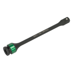 Sealey Torque Stick 1/2"Sq Drive 90Nm (VS2243) with a black and green finish, socket head, constructed from durable Chrome Molybdenum steel, featuring a "65 FT-LBS (90 N.m)" label on the handle.