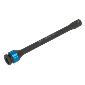 The Torque Stick 1/2" Sq Drive 135Nm - VS2247 from Sealey, in black with a blue band, is labeled "100Ft-Lbs (135Nm)" and is perfect for use with impact wrenches to ensure precise over-torque prevention.