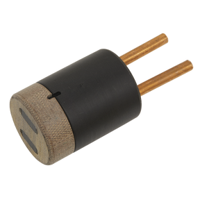 The Induction Adaptor Ø29mm - VS23111 by Sealey is a cylindrical electrical plug with two metal prongs, featuring a black, textured casing and compatibility similar to the VS230.