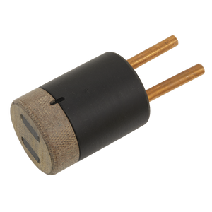 The Induction Adaptor Ø29mm - VS23111 by Sealey is a cylindrical electrical plug with two metal prongs, featuring a black, textured casing and compatibility similar to the VS230.