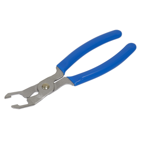 Introducing the Glow Plug Connector Pliers - VS316 by Sealey, featuring bright blue soft grip handles designed for installing and removing snap rings.