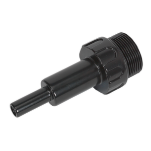 The Transmission Oil Filler Adaptor - VAG - VS70091 by Sealey is a black cylindrical industrial connector with a threaded end and a protruding pin-like component, specifically designed for use in VAG vehicles' transmission oil filling systems.