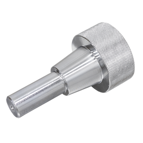 A metallic cylindrical tool with a textured grip and a narrow shaft, tapering from a wider base, functions perfectly as the Sealey Clutch Alignment Tool - BMW Mini 5-Speed - VS716 for precise clutch alignment.