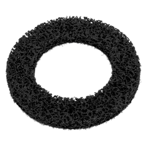 A black porous circular gasket with an open center, resembling a textured ring made of sponge-like material, similar to the Sealey Cleaning Disc for VS8001 - VS8001A.