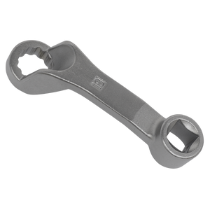 A close-up of the metallic Camber Adjusting Tool - VAG - VSE18 by Sealey, featuring a ring end and a square socket end, ideal for use as part of a VAG rear multilink suspension tool.