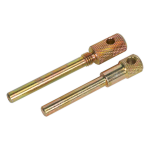 Two metallic bolts with textured heads and holes through the heads, placed parallel to each other on a white background. These components resemble those found in the Sealey Diesel Engine Timing Tool Kit (VSE1901A), essential for maintaining Renault 1.5dCi diesels, Nissan 1.5dCi engines, Suzuki DDiS models, or Dacia dCi engines.