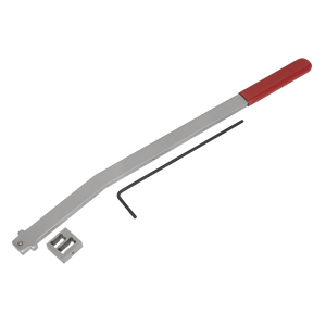 The Sealey Auxiliary Belt Tensioner Wrench - Ford, PSA - VSE6299 comes with a red handle and an accompanying small hex key, offering versatile functionality for auxiliary belt adjustment.