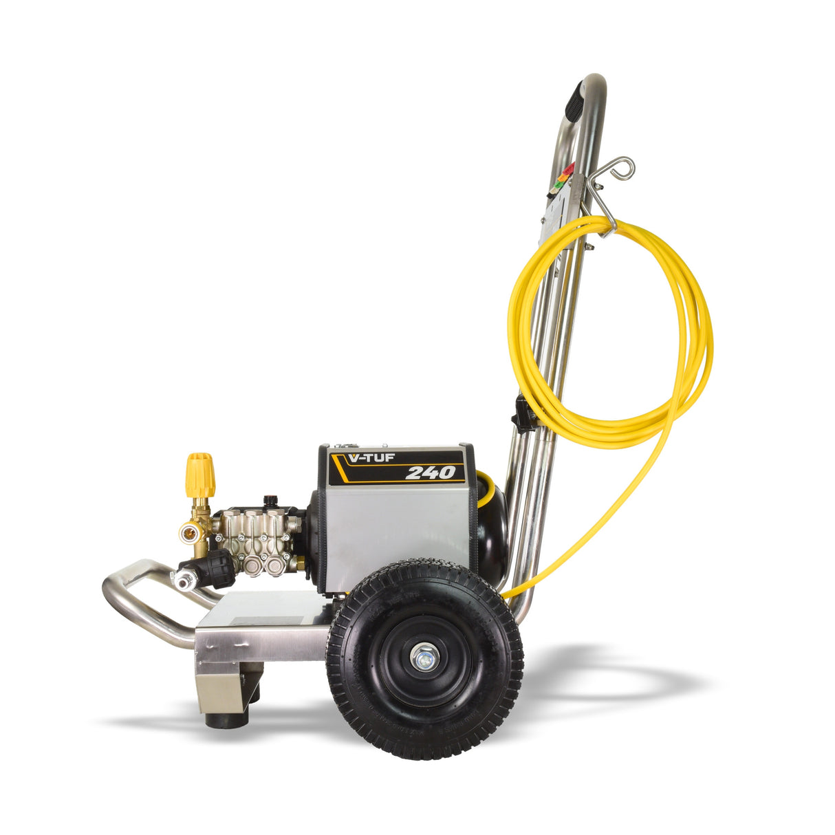 V-TUF 240T - 240v Compact, Industrial, Mobile Electric Pressure Washer - 1450psi, 100Bar, 12L/min (TOTAL STOP) - STAINLESS STEEL FRAME
