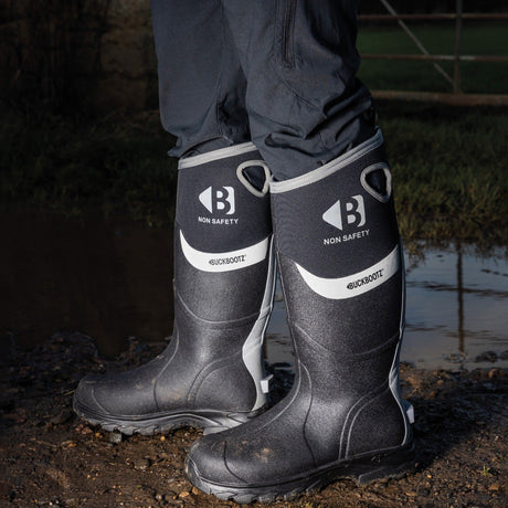 Buckbootz WALKERZBK Black Waterproof Walking Wellies Reflective
