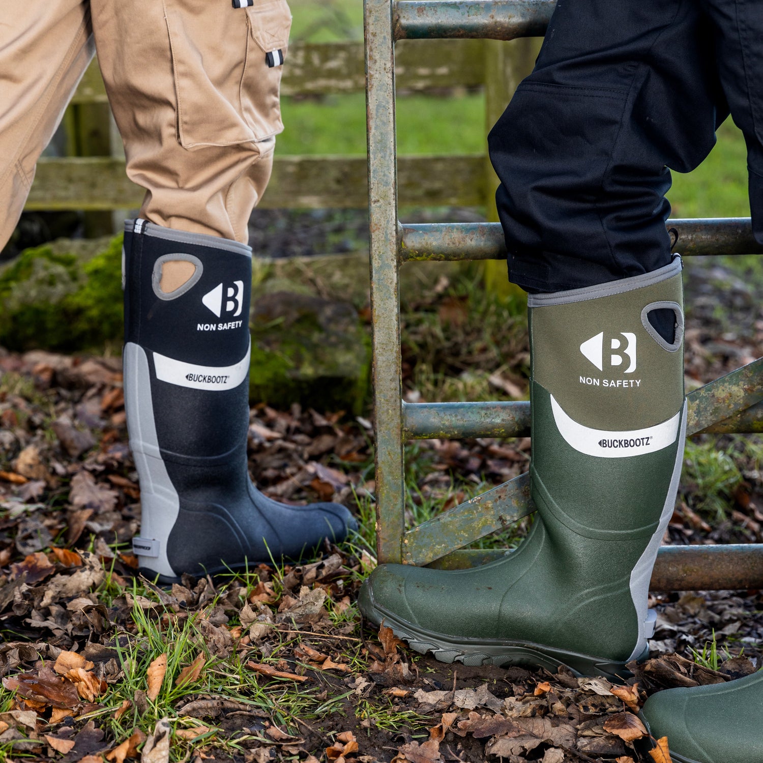 Buckbootz WALKERZBK Black Waterproof Walking Wellies Reflective