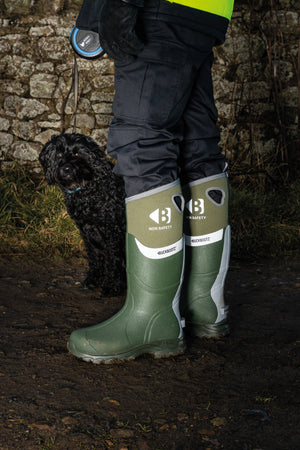 Buckbootz WALKERZGR Green Waterproof Walking Wellies Reflective