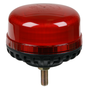 The Sealey Warning Beacon SMD LED 12/24V with a 12mm bolt fixing, model WB951LEDR, features high power LEDs compliant with ECE R65 regulations. It has a black base and a metal mounting screw at the bottom and comes in red.