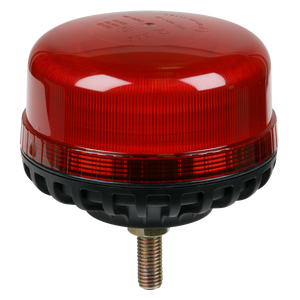 The Sealey Warning Beacon SMD LED 12/24V with a 12mm bolt fixing, model WB951LEDR, features high power LEDs compliant with ECE R65 regulations. It has a black base and a metal mounting screw at the bottom and comes in red.