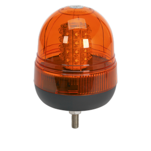 The Sealey Warning Beacon 40 LED 12/24V, model WB951LED, features a powerful orange LED beacon light with a black base and mounting screw. It is equipped with a 20W SMD LED array for efficient signaling or warning purposes. This single point mounting beacon also offers versatile use through its 3-function control.