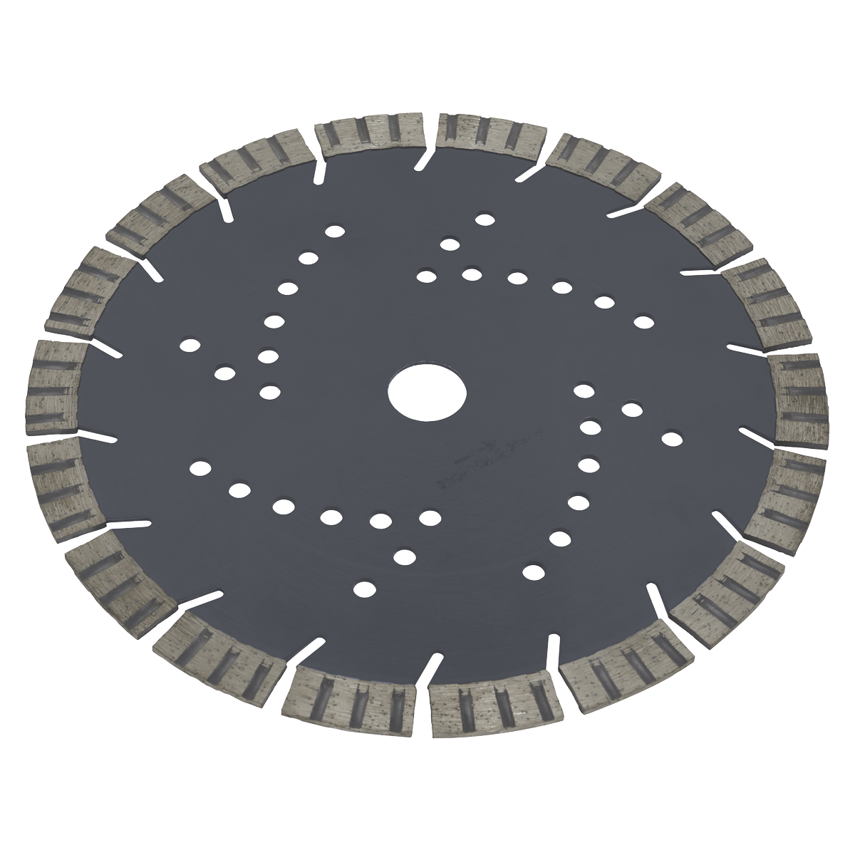 Sealey's Concrete Cutting Disc Dry Use Ø230mm - WDC230 features a robust design with multiple diamond segments, ideal for cutting through hard materials like concrete.