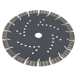 Sealey's Concrete Cutting Disc Dry Use Ø230mm - WDC230 features a robust design with multiple diamond segments, ideal for cutting through hard materials like concrete.