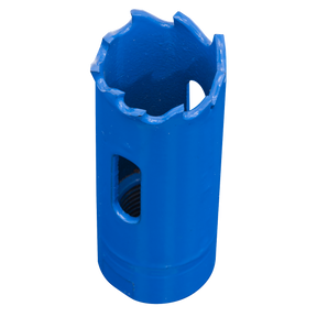 A Sealey HSS Hole Saw Blade Ø16mm - WHS16 with milled teeth and a jagged cutting edge, crafted from Bi-Metal M3 steel for accurate cuts in various materials.