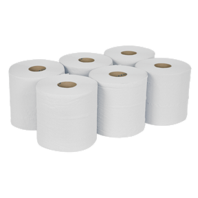 Paper Roll White 2-Ply Embossed 150m Pack of 6 - WHT150 - Farming Parts