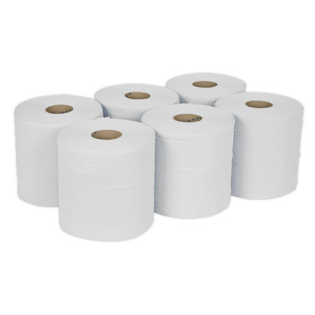 Paper Roll White 2-Ply Embossed 150m Pack of 6 - WHT150 - Farming Parts