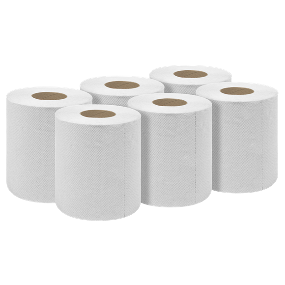 Sealey | 2-Ply Embossed White Paper Roll 60m - Pack of 6 - WHT60