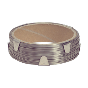 The Windscreen Cutting Wire - Square - WK0514 by Sealey is a coil of stainless steel wire wound around a cardboard spool, secured by metal clips.