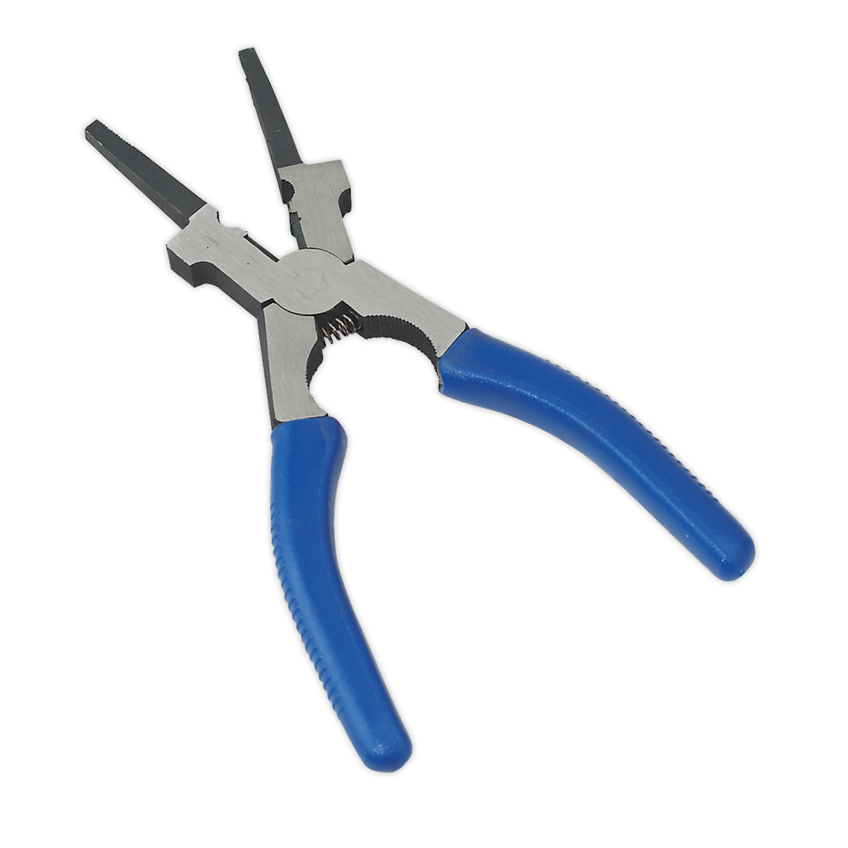 A pair of Sealey Welding Pliers (WP94) featuring blue rubber-coated handles and an integrated wire cutter.