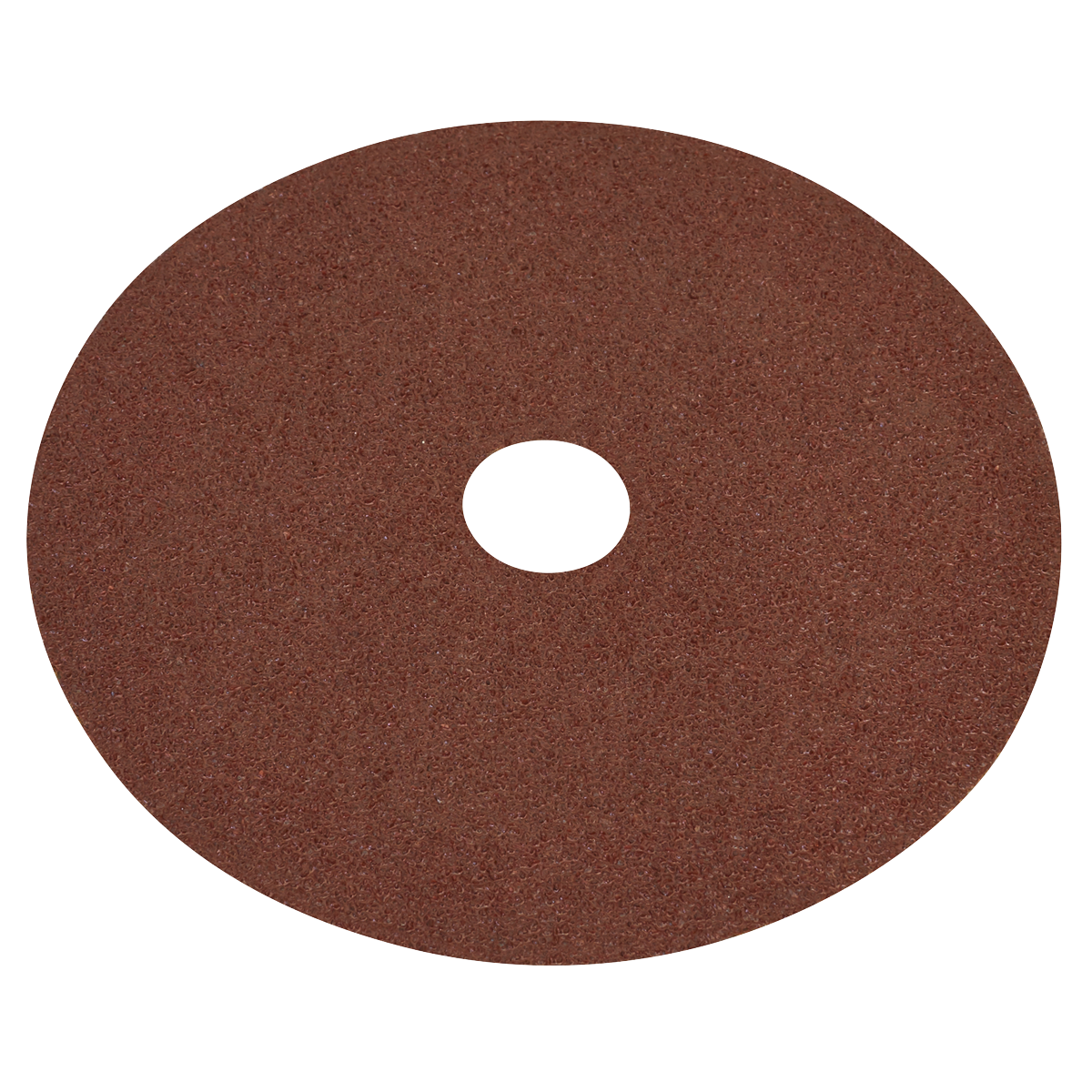 The Sealey Fibre Backed Disc Ø100mm - 40 Grit (Pack of 25) - WSD440 is a round, brown sanding disc with a central hole, made from aluminium oxide. It is ideal for abrasive sanding and grinding tasks on both wood and metal surfaces.