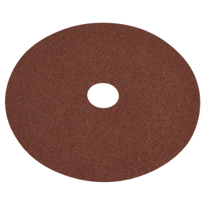 The Sealey Fibre Backed Disc Ø100mm - 40 Grit (Pack of 25) - WSD440 is a round, brown sanding disc with a central hole, made from aluminium oxide. It is ideal for abrasive sanding and grinding tasks on both wood and metal surfaces.