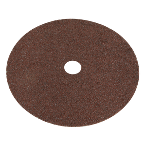 The Fibre Backed Disc Ø175mm - 24 Grit Pack of 25 - WSD724 by Sealey is a round, brown abrasive cutting disc with a central hole, designed for use with power tools like portable disc sanders to cut through materials such as metal or stone.