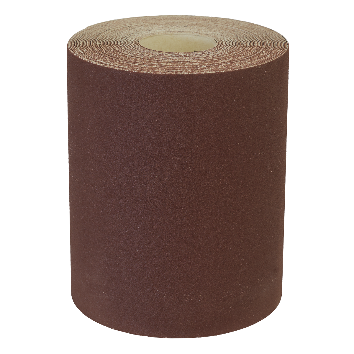 A large roll of Sealey Production Sanding Roll 115mm x 10m - Extra-Fine 180Grit (WSR10180), standing upright against a white background.