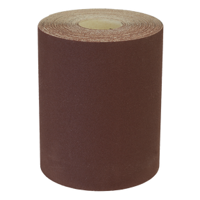 A large roll of Sealey Production Sanding Roll 115mm x 10m - Extra-Fine 180Grit (WSR10180), standing upright against a white background.