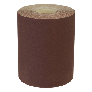 A large roll of Sealey Production Sanding Roll 115mm x 10m - Extra-Fine 180Grit (WSR10180), standing upright against a white background.