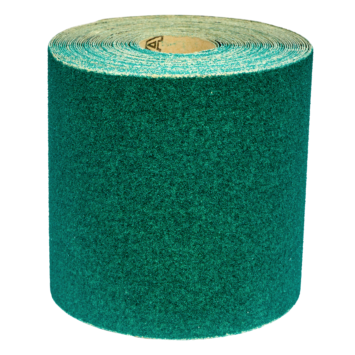 A large roll of green sandpaper, the Sealey Production Sanding Roll 115mm x 10m - Coarse 60Grit - WSR1060, featuring a durable aluminium abrasive, is displayed against a white background.