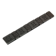 A strip of Sealey's Wheel Weight 5 & 10g Adhesive Zinc Plated Steel Black (WWSA510B), arranged in a row with individual segments showing their respective weights in grams, features a corrosion-resistant finish for durability and an adhesive backing for easy application.