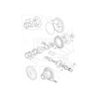 Exploded view of a mechanical assembly with various components, including gears, bearings, bolts, and the AGCO Massey Ferguson Washer Differential (Part Number: 180455M1) from the 100 Series Massey Ferguson tractor parts, arranged in sequence to show their order of assembly.