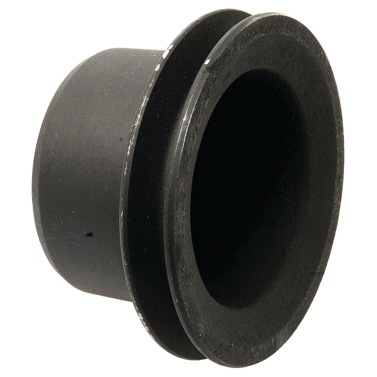 A Sparex Water Pump Pulley (Part No. S.40003) is a cylindrical black plastic or rubber bushing with a flanged edge, likely used in mechanical or automotive applications such as on Massey Ferguson and Perkins engines.