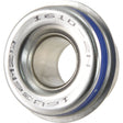 Close-up view of the Sparex Water Pump Pulley (Sparex Part No. S.40075) with a circular, metallic outer ring and an inner opening, featuring engraved text and a blue seal, ideal for Perkins engines.