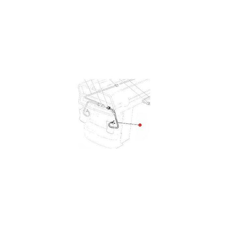 Diagram depicting a rear section of a vehicle, highlighting the Massey Ferguson Wiring Harness 1860180M1 by AGCO with a red dot and an arrow pointing towards it.