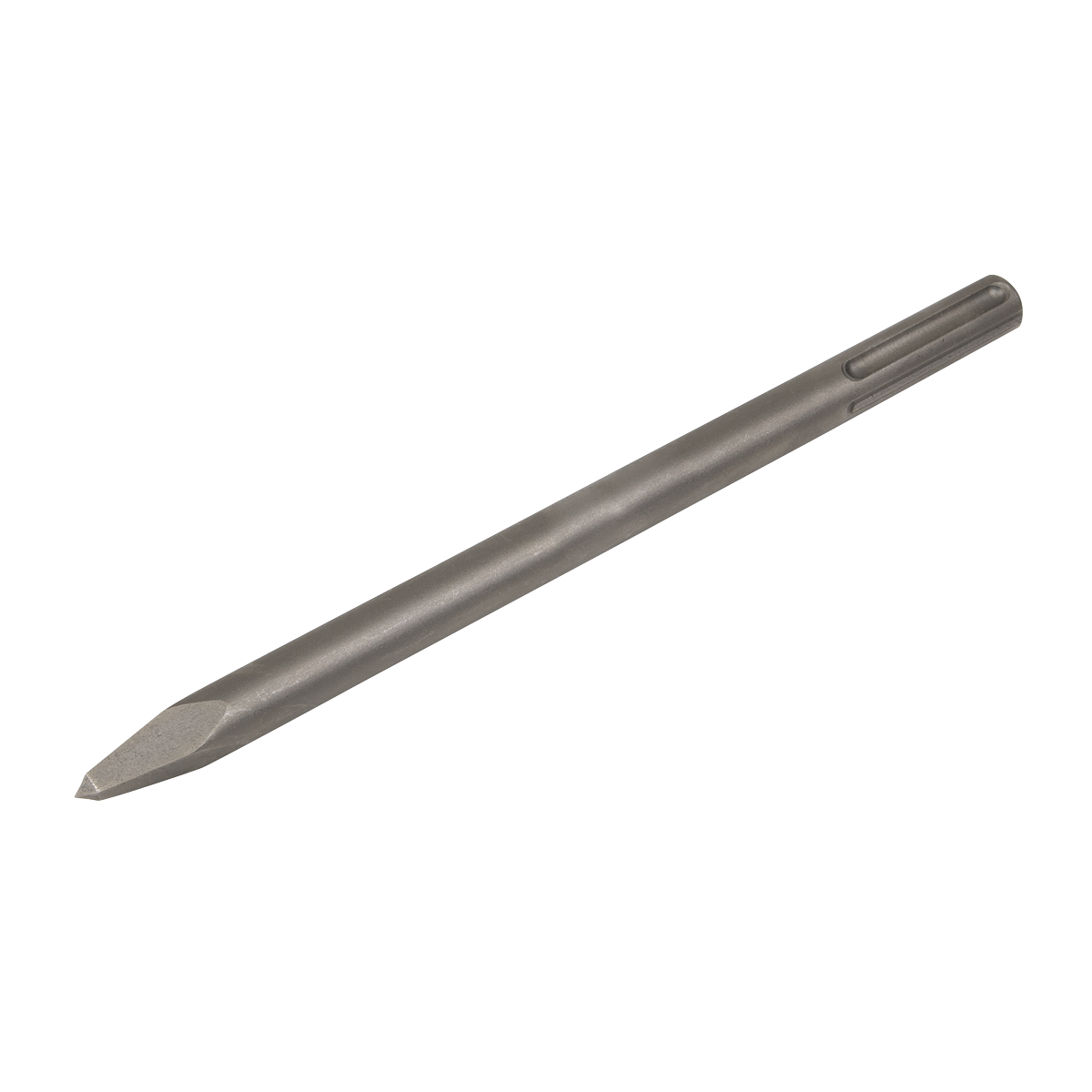 The Sealey Point 300mm - SDS MAX - X1PT chisel features a streamlined, cylindrical body and a sharp, tapered tip designed for breaking and chipping hard materials like concrete or stone.