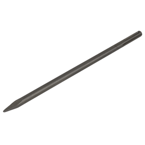 The Sealey Point 450mm - SDS MAX - X3PT is a heavy-duty metal chisel with a sharp point and cylindrical shaft, specifically designed for construction or demolition work.