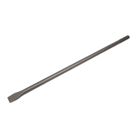 The Chisel 600mm - SDS MAX - X4CH by Sealey is a long metal chisel featuring a flat, tapered blade that measures 20mm in width, ideal for heavy-duty chiseling and demolition work.