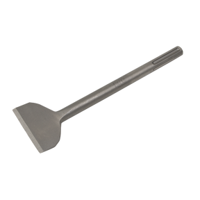 The Sealey Cranked Chisel 75 x 300mm Wide - SDS MAX - X4WC features a flat, broad blade and a cylindrical handle, making it ideal for chiseling, scraping surfaces, or even lifting tiles.