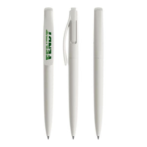 Three Fendt Pen - X991018288000 by AGCO are showcased from various perspectives; one prominently displays the word "FENDT" in green. Each pen measures 15 cm and is designed with blue ink for smooth writing.