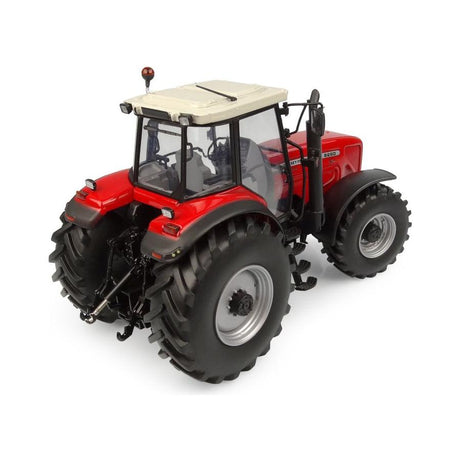 The AGCO Massey Ferguson MF 8260 XTRA (1:32 scale, model number X993042205351) is a detailed replica featuring a red tractor with large black tires and a white roof, shown facing away from the viewer.