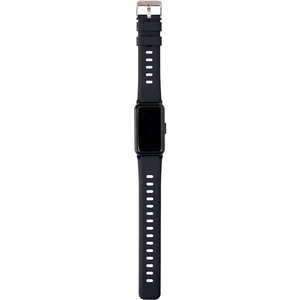 A black Massey Ferguson Unisex Smart Watch (model X993392302000) by AGCO, featuring a rectangular face and an adjustable strap, laid flat on a white background, offering multisport mode and advanced health functions.