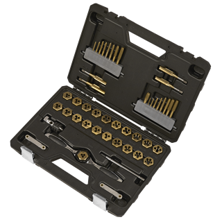 Sealey | Premier Metric & Imperial Titanium Coated Hexagonal Tap & Die Set 46pc - AK3046